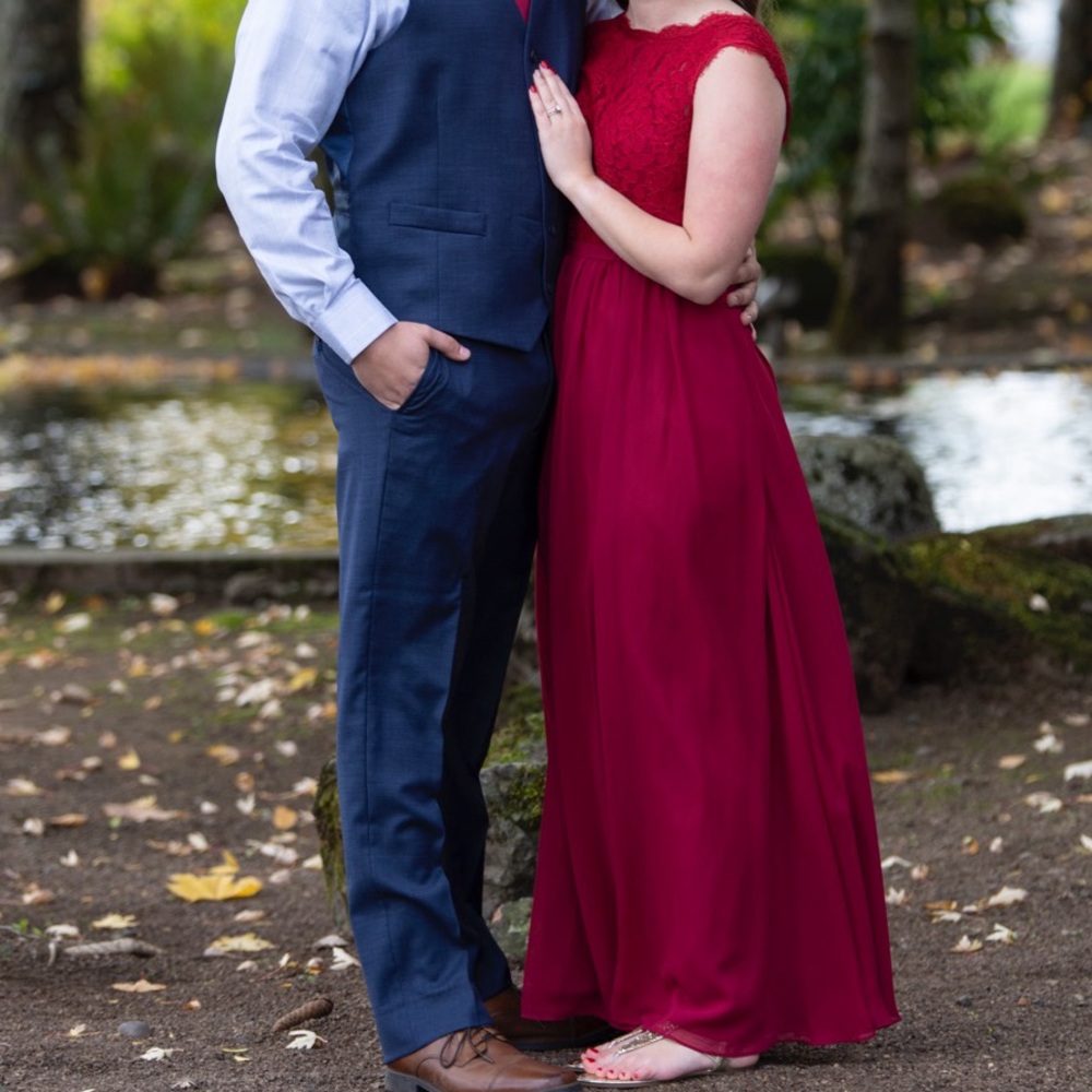 Elegant Red Lace Bridesmaids Dress